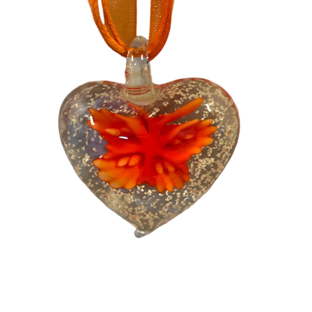 Clear Bubble Glass Heart Necklace, probably from mid-2000s